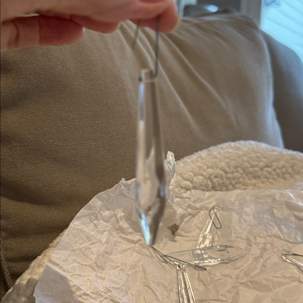 6 vintage crystal prism chandelier replacement pendants NIB stunning  Italy